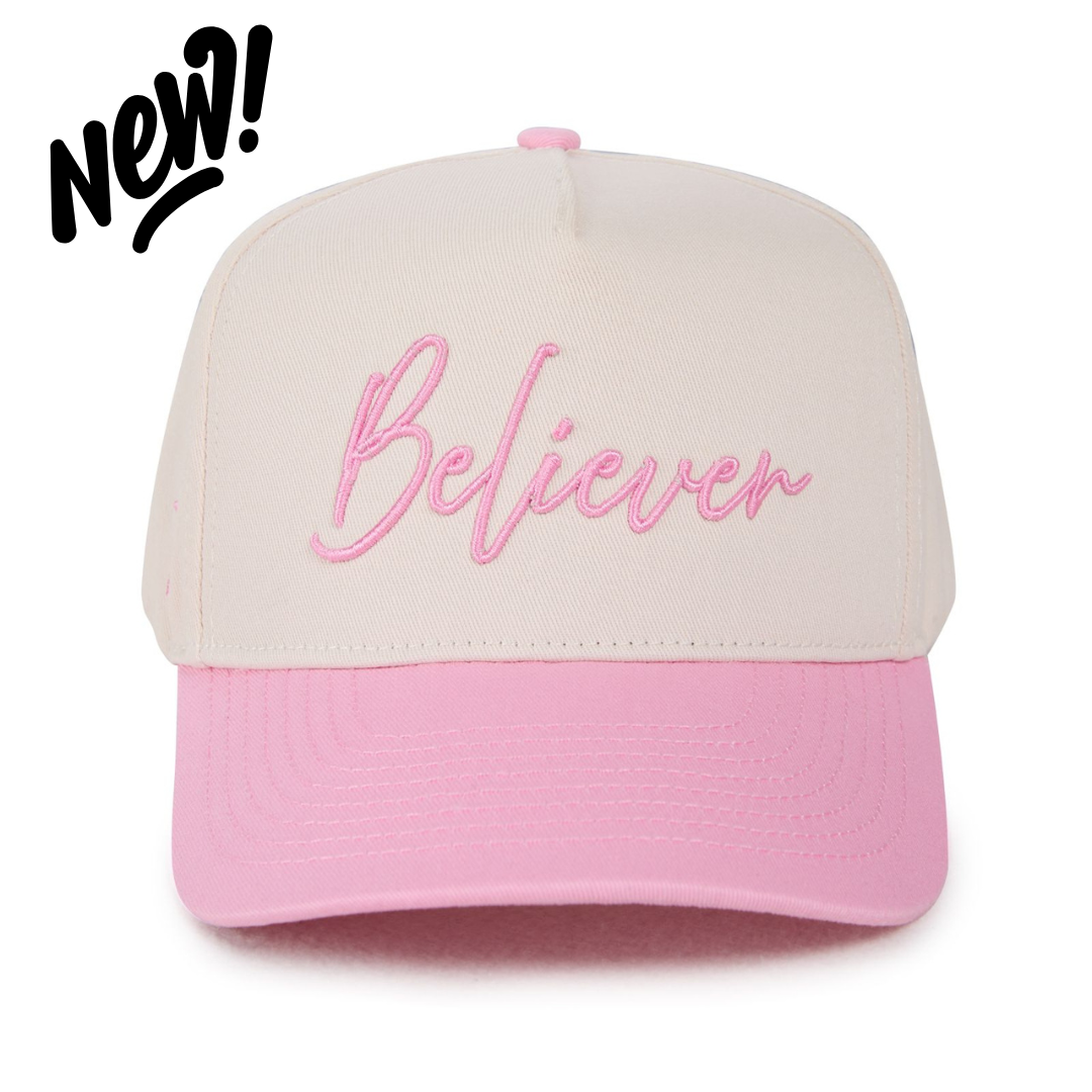 "BELIEVER" Signature Hat [Cream & Pink]