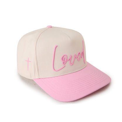 "LOVED" Signature Hat [Cream & Pink]