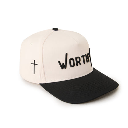 "WORTHY" Signature Hat [Cream & Black]