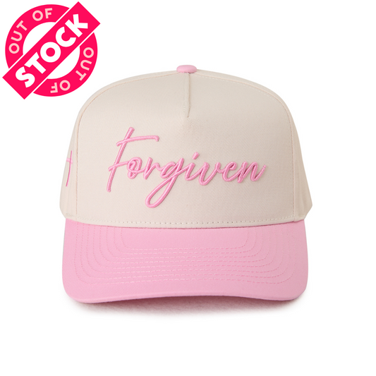 "FORGIVEN" Signature Hat [Cream & Pink]