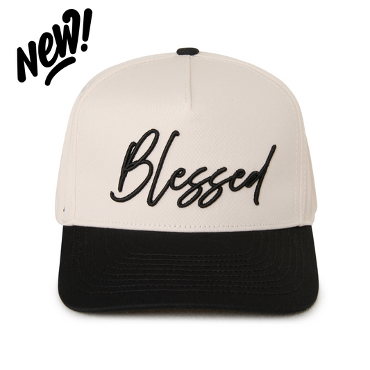 "BLESSED" Signature Cream & Black Hat