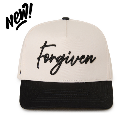 "FORGIVEN" Signature Hat [Cream & Black}